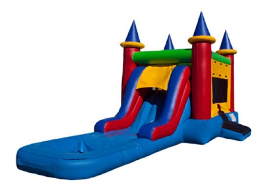 bounce house waterslide, wet and dry combo